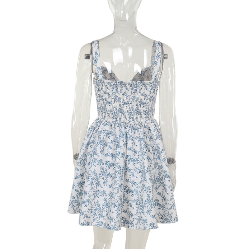 Floral Women Fashion Casual Sweet Slim Short A-line Dress 8