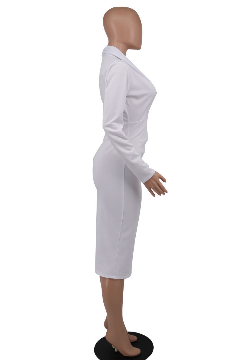 Women's Autumn V-Neck Long Sleeve Bodycon Dress 10