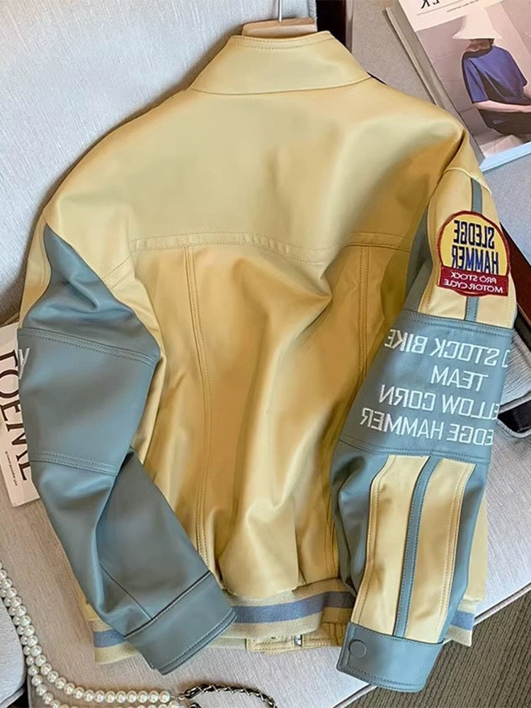 Embroidery Baseball Leather Jacket Men And Women Autumn And Winter Loose Handsome Coat 6