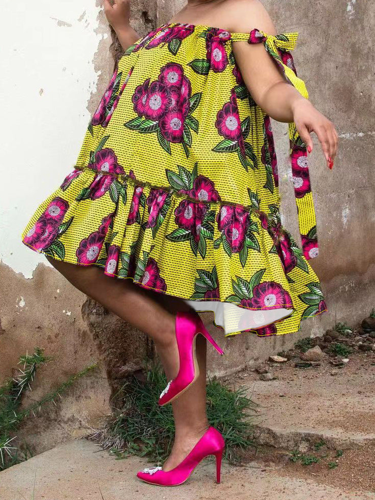 Plus Size Women Summer Holidays Loose Strappy Dress