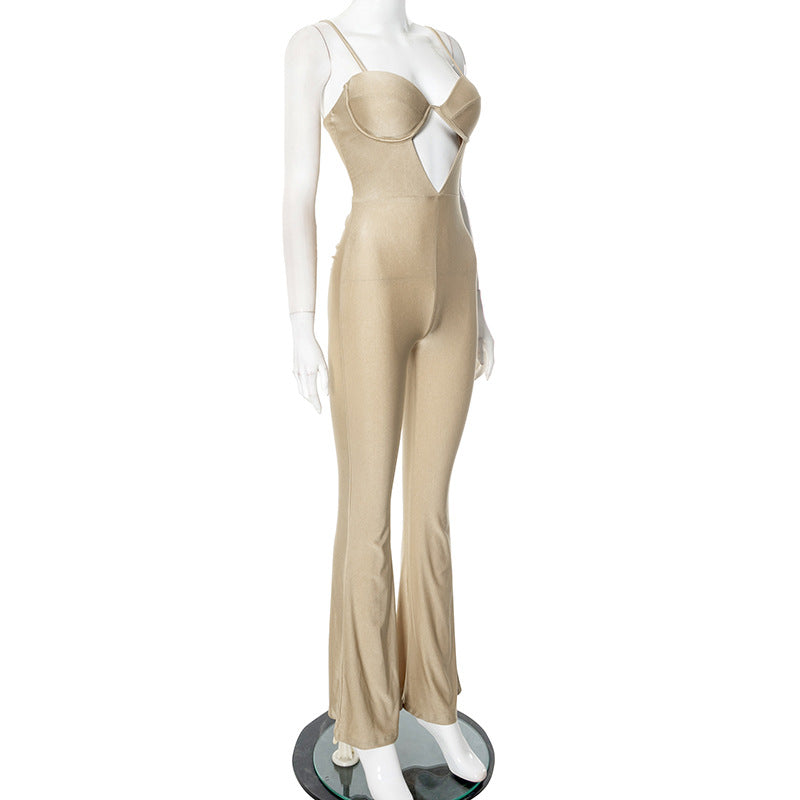 Spring Summer Tight-Fitting High-Waist Flared Jumpsuit For Women 10