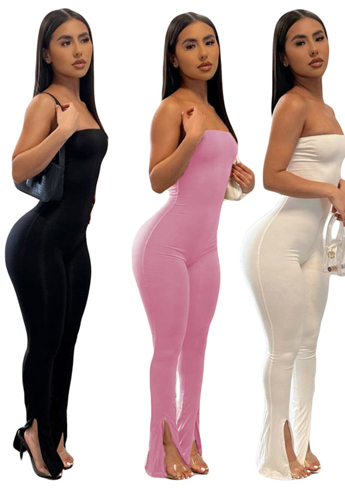 Women Summer Off Shoulder Slit Jumpsuits