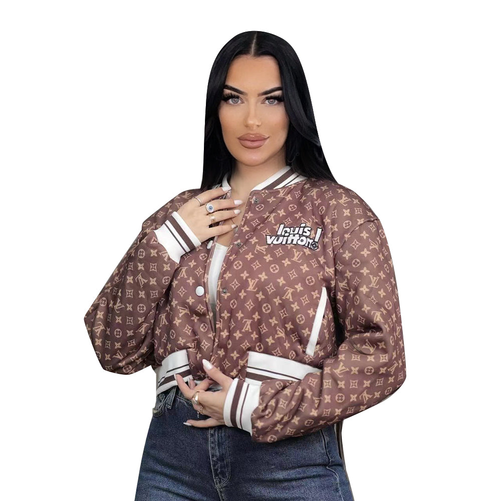 Women Fall/Winter Casual Printed Embroidered Baseball Jacket 6