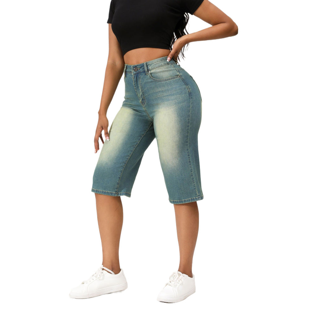 Trendy Women's Spring Summer Straight Loose Denim Midi Pants 5