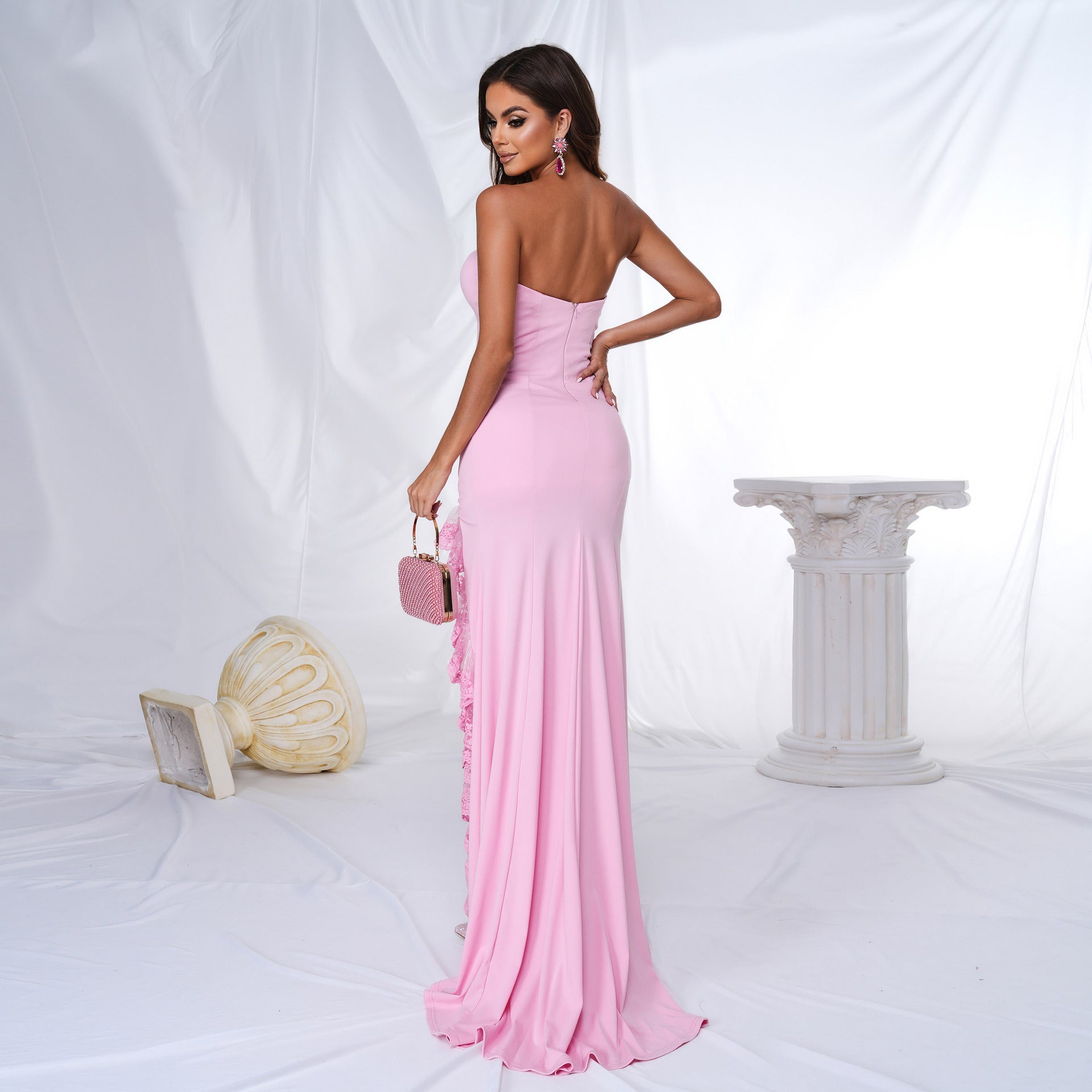 Women sleeveless off shoulder sexy lace Formal Party evening dress 4