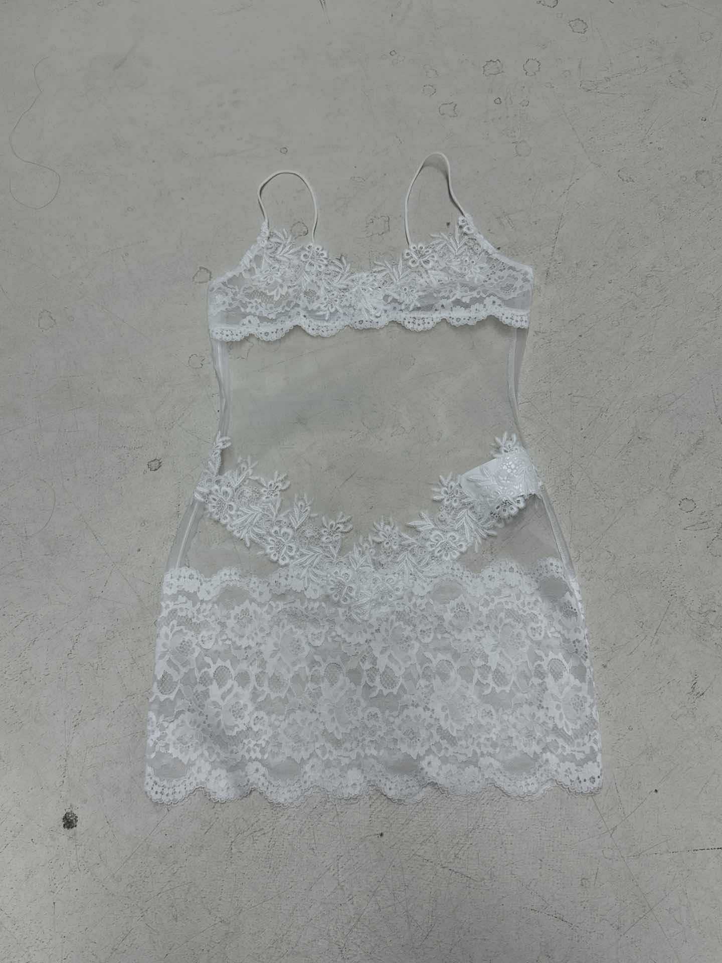 Women's See-Through Mesh Lace Strap Nightdress 12