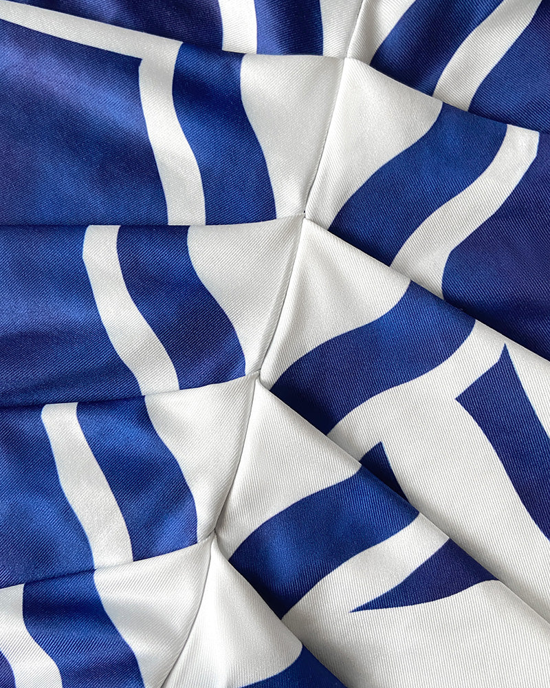 Fashion Tropical Leaf Print V-Neck Slim Waist Slit Long Sleeve Dress 6