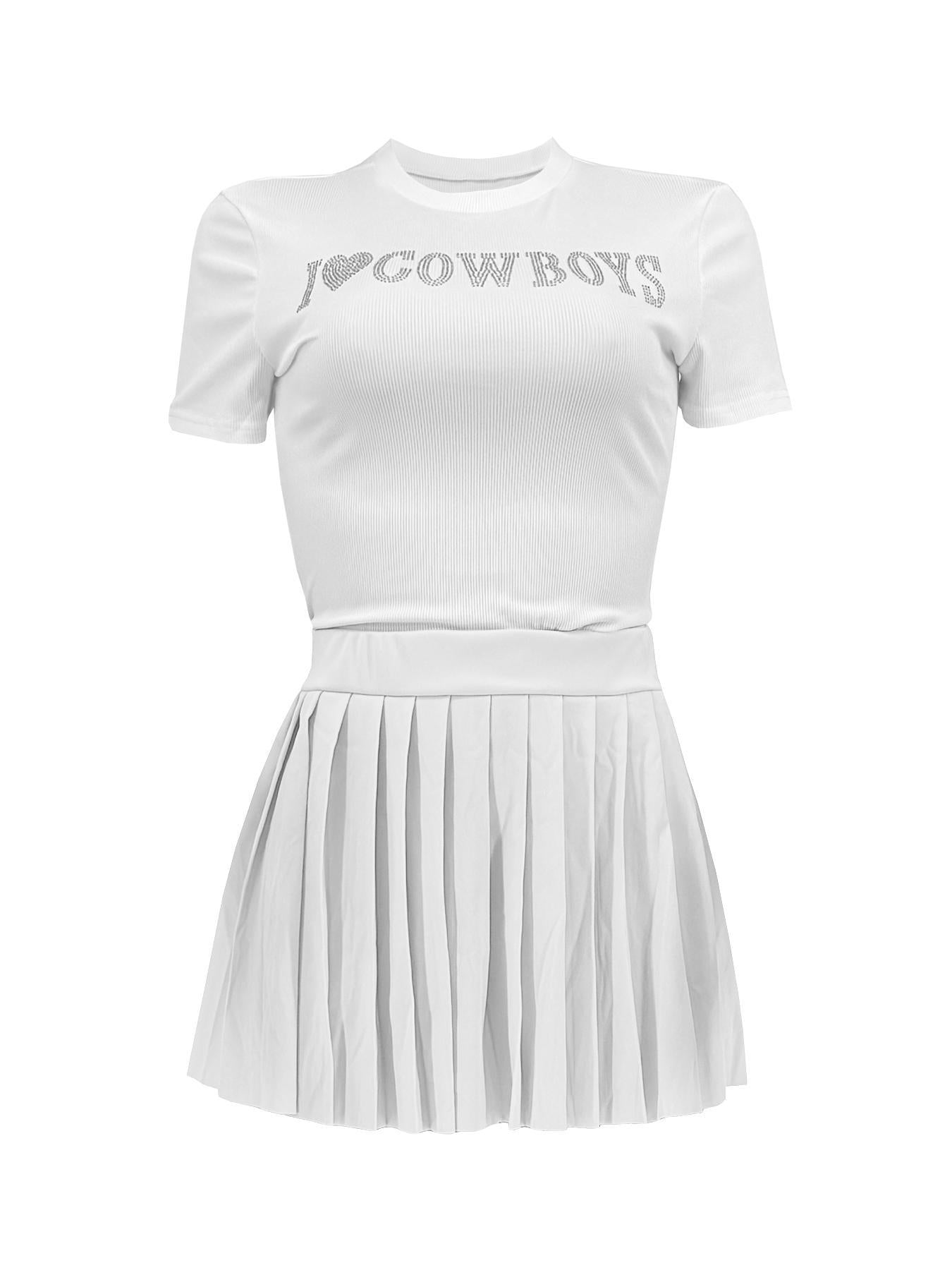 Women Casual Top and Pleated Skirt Two-piece Set 17