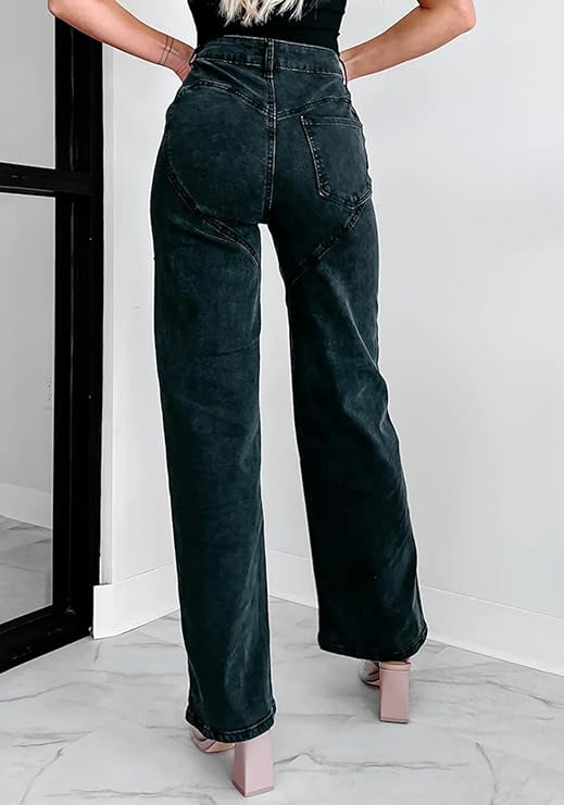 Fashion Women's Washed Multi-Pocket Hollow Diamond Washed Denim Pants 9