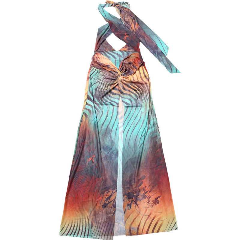 Women Spring Summer Sexy Sleeveless Halter Neck Backless Dress 6