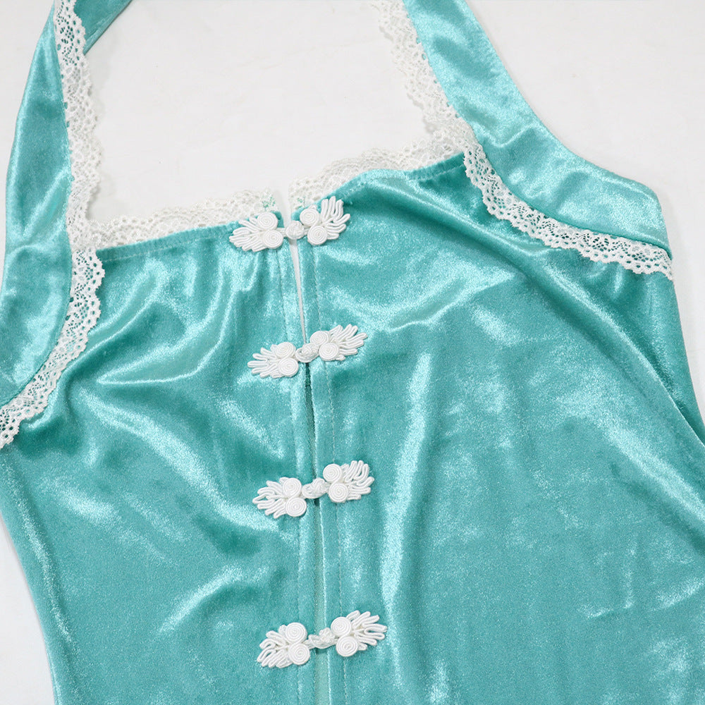 Women Sexy Halter Low Back Slit Slim Nightclub Dress 10