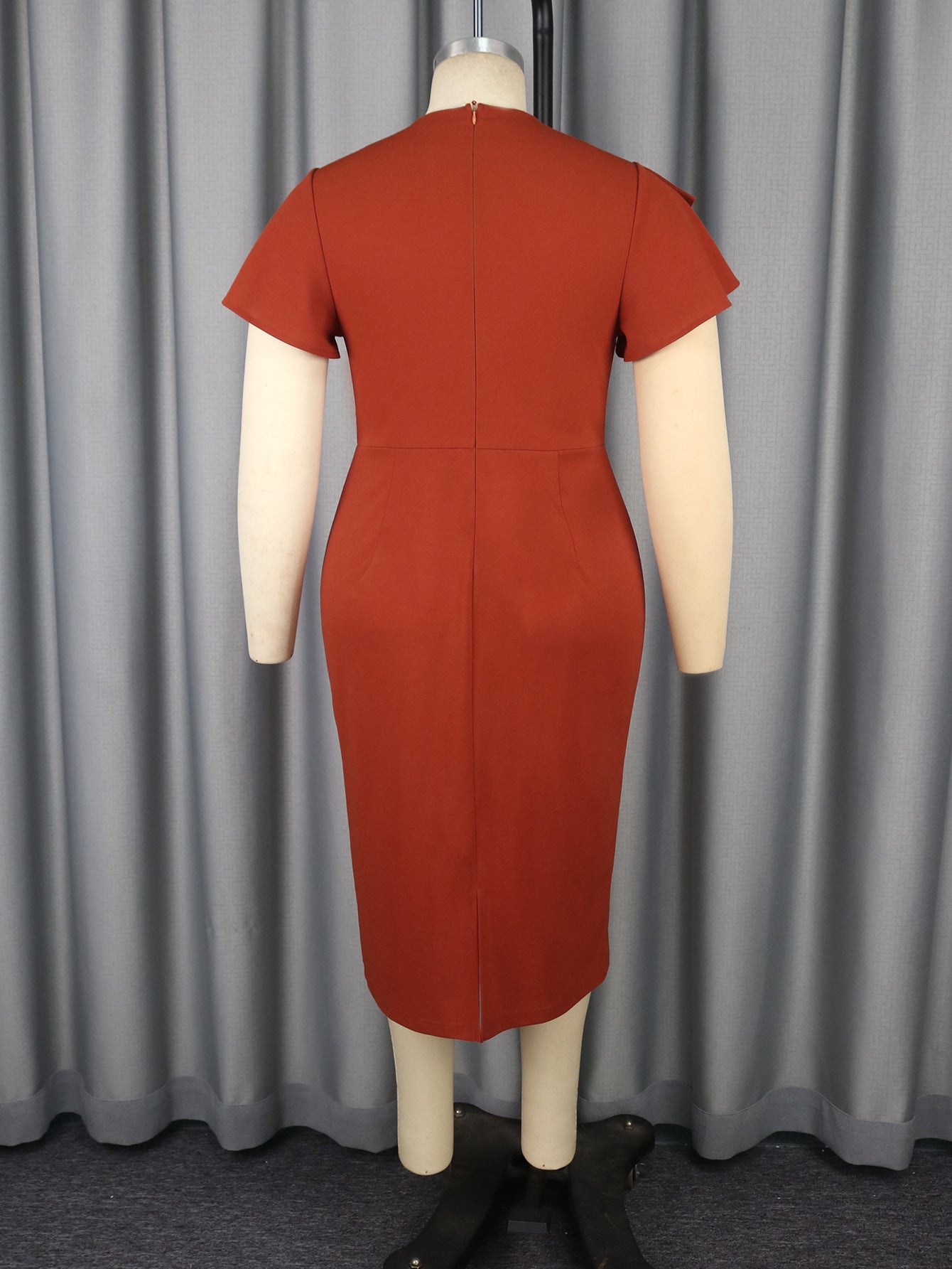 Women Round Neck beaded ruffle Formal Party Bodycon Dress 6