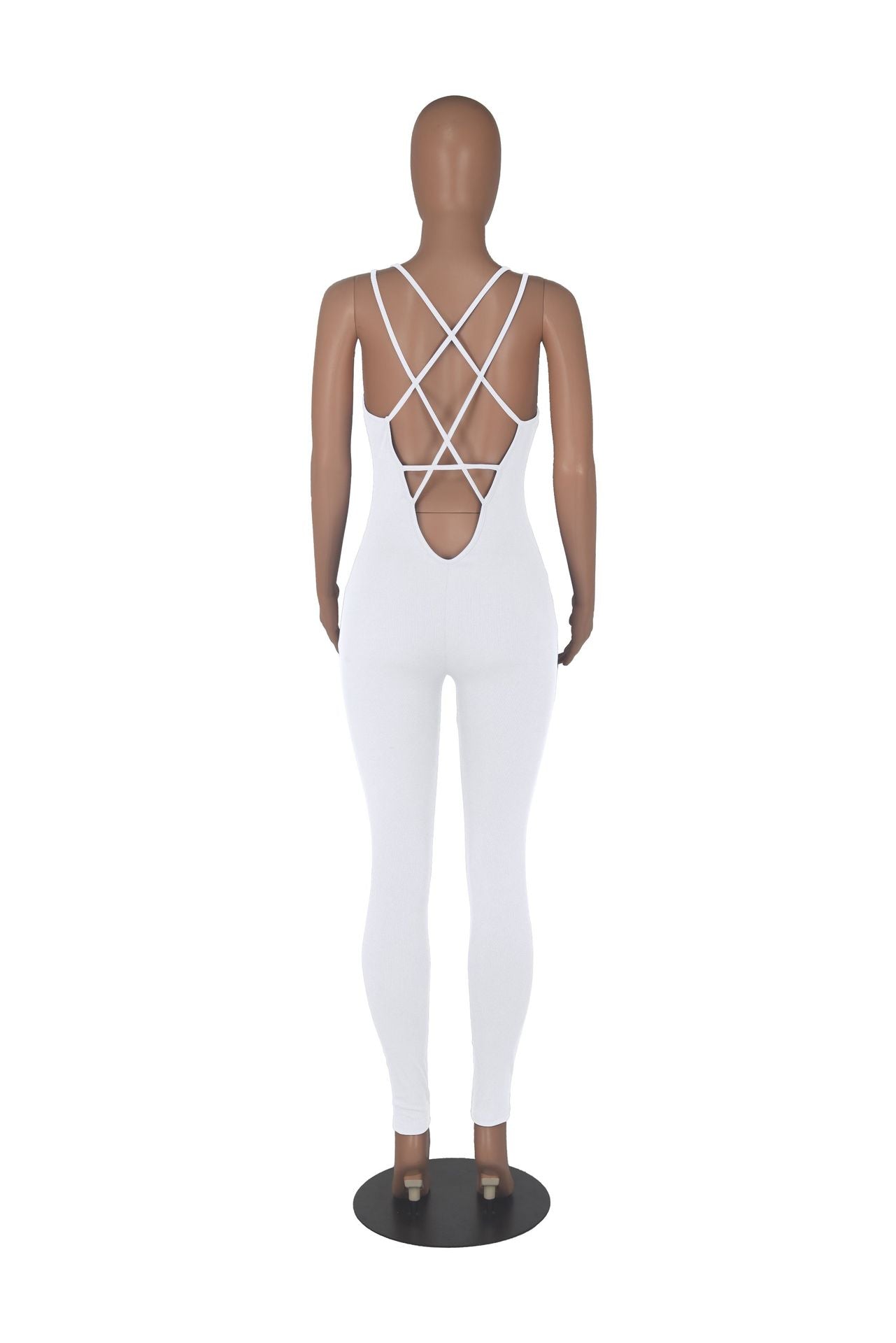 Sleeveless Low Back Slim Waist Bodysuit Solid Color High Waist Tight Fitting Sports Yoga Jumpsuit 18