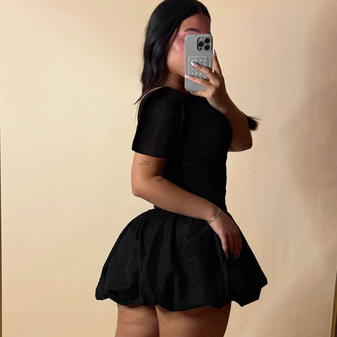 Women Short Sleeve Sexy Flower Bud Strap Dress 5