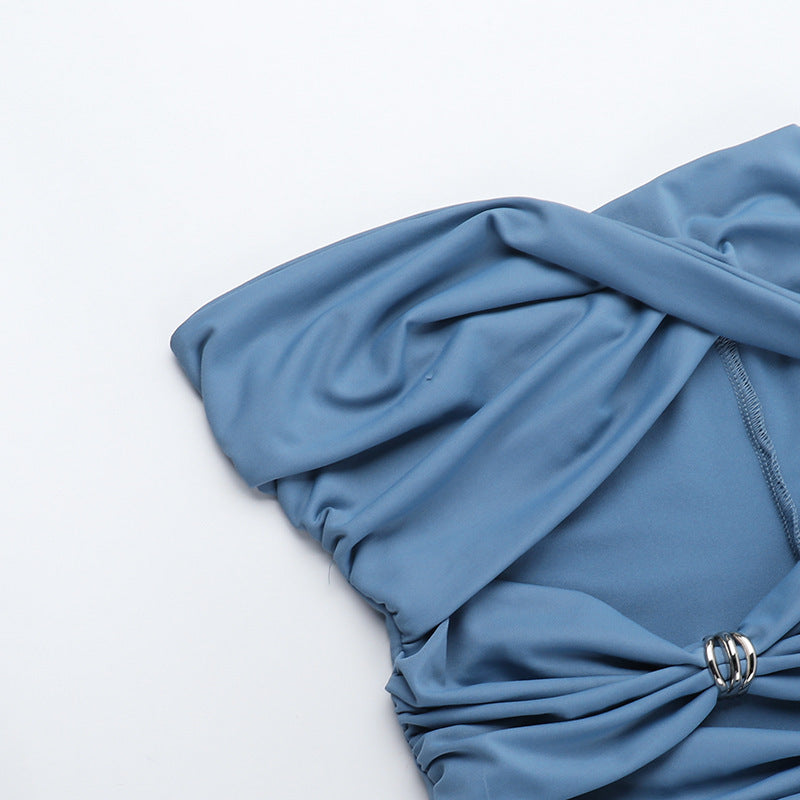 Sexy Strapless Hollow Slit Women's Slim Long Dress 13