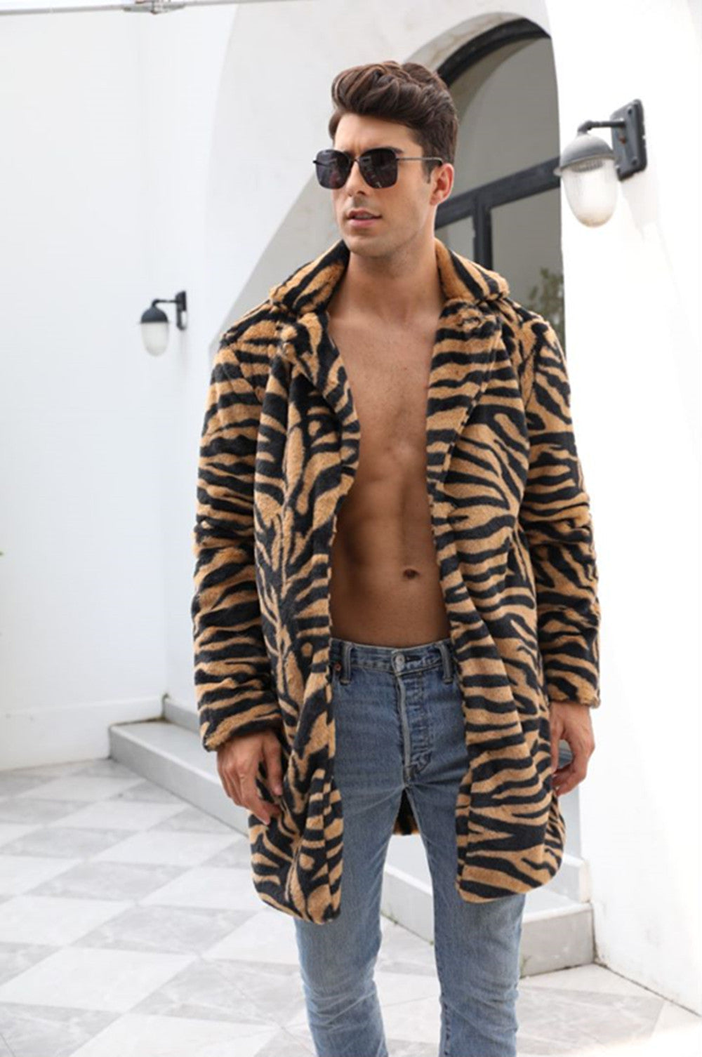 Men's Autumn and Winter Warm Furry Long Jacket 3