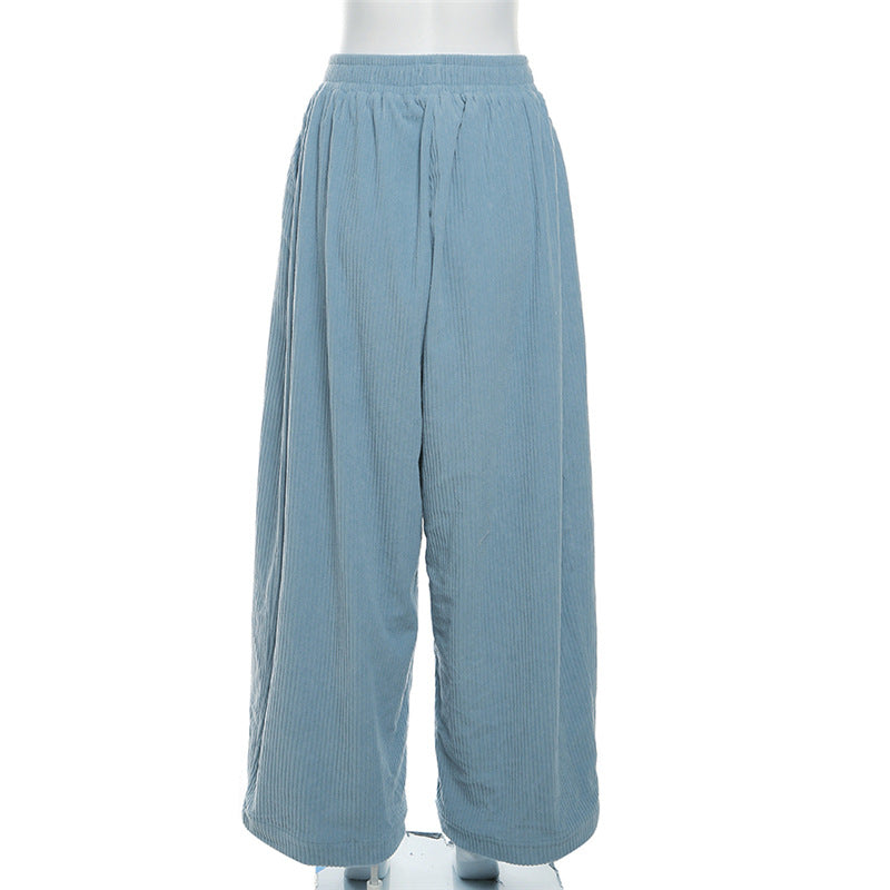 Women High Waist Casual Loose Straight Pant 13