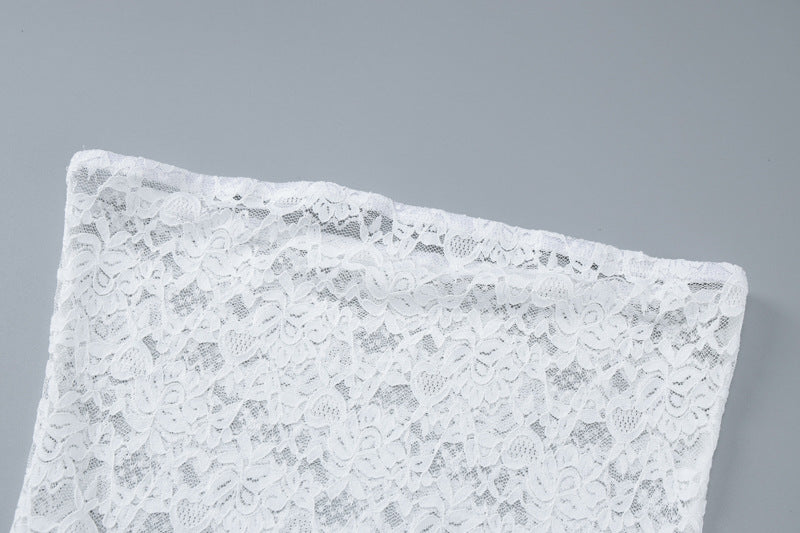 Women's Summer Fashion Sexy Lace Hollow Slim Strapless Dress 14