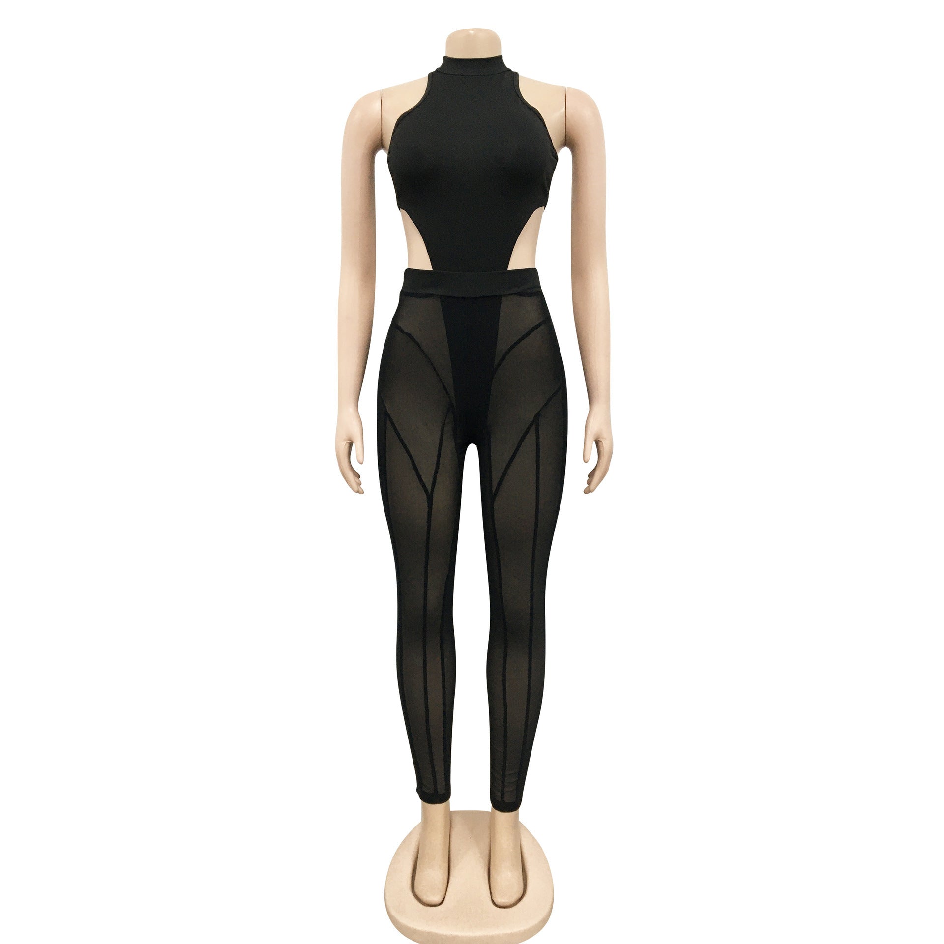 Women sexy Mesh See-Through Top and trousers Two Piece Set 15