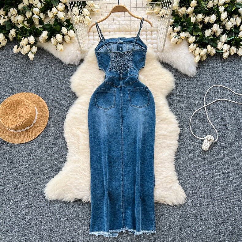 Women's Summer Slit Strap Dnim Dress 5
