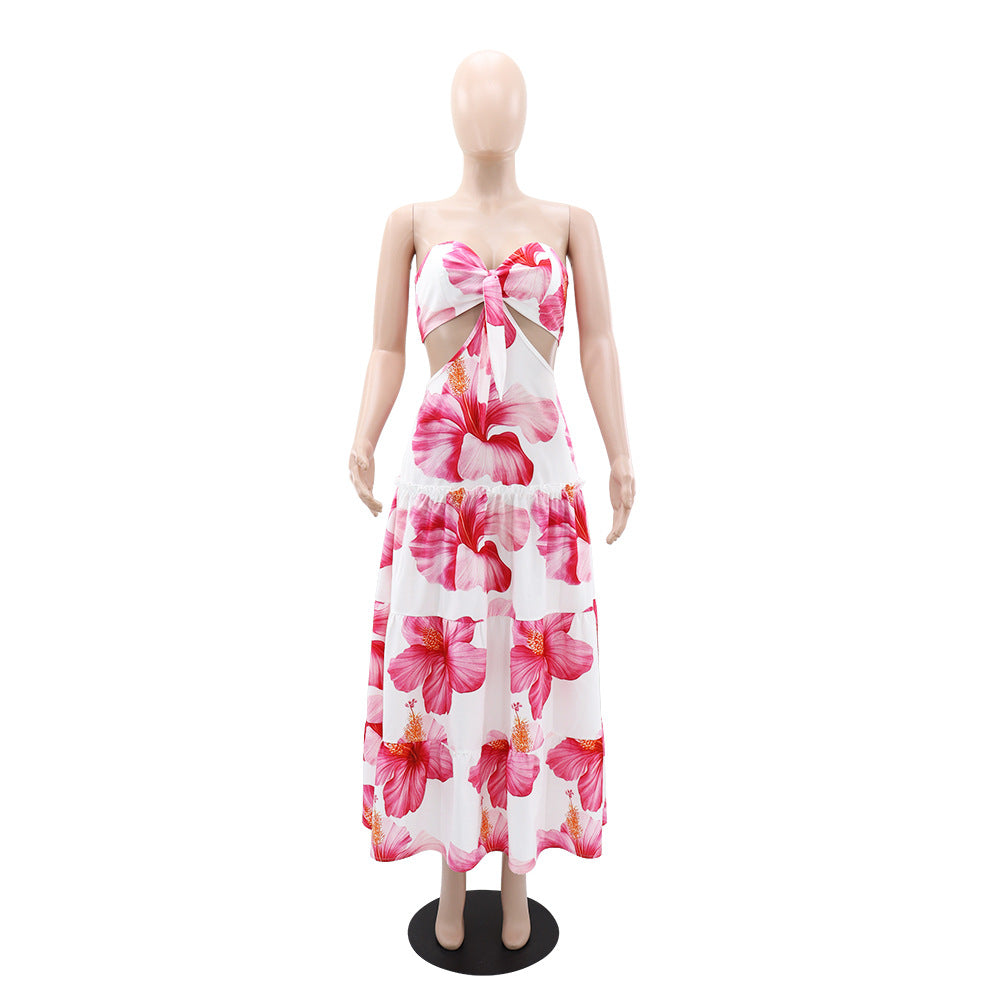 Women Printed Strapless Summer Dress 5