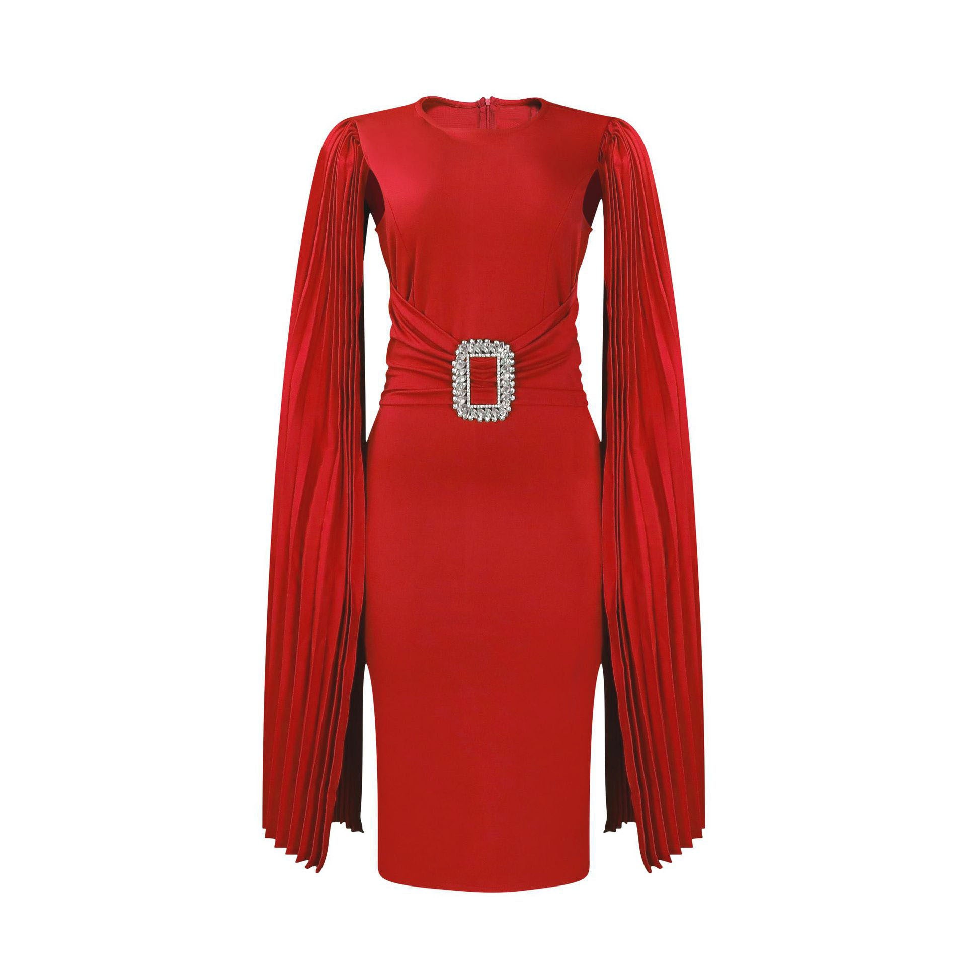 Plus Size African Women Fall/Winter Solid Bodycon Cape Dress 5