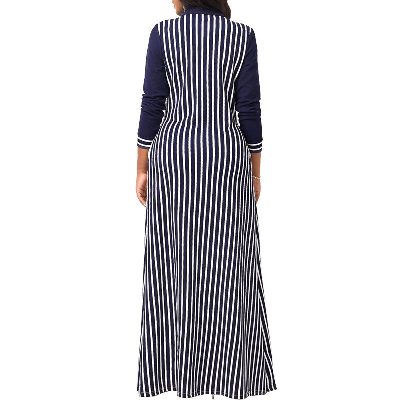 Women's Casual Shirt Outerwear Women's Striped Long Sleeve Shirt Dress 5