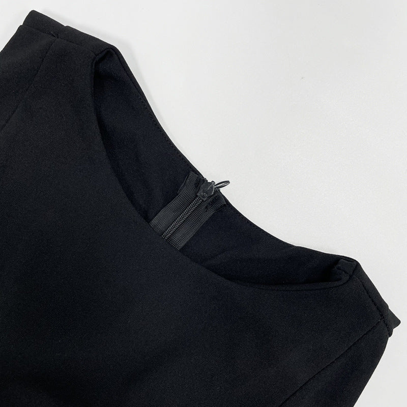 Women Spring/Summer Sleeveless Solid Round Neck Bodycon Dress 24