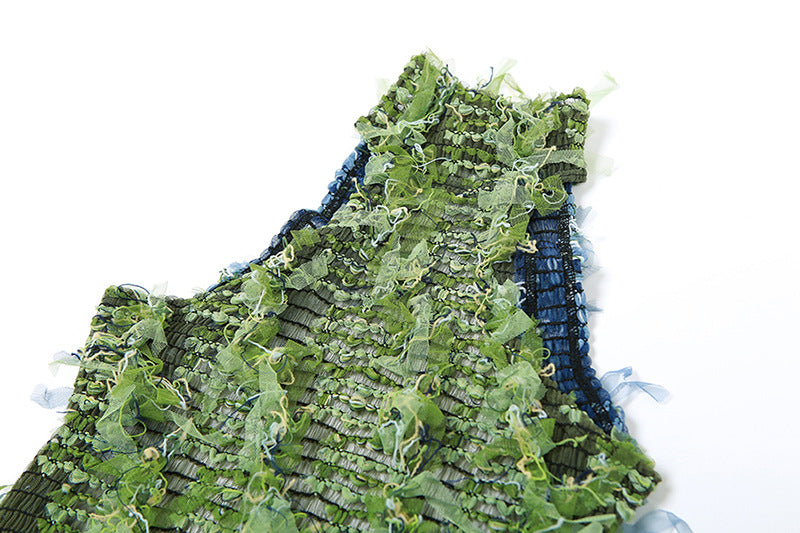 Autumn Women's Sexy High Neck Sleeveless Tassel See-Through High Waist Slim Long Dress 12