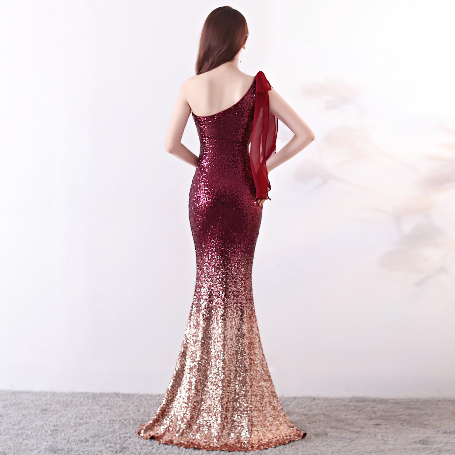 Women Gradient Sequins Formal Party Maxi Mermaid Evening Dress 7