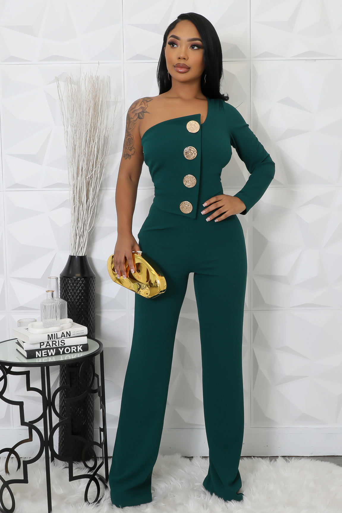 Women Sexy One Shoulder Long Sleeve Jumpsuits 17