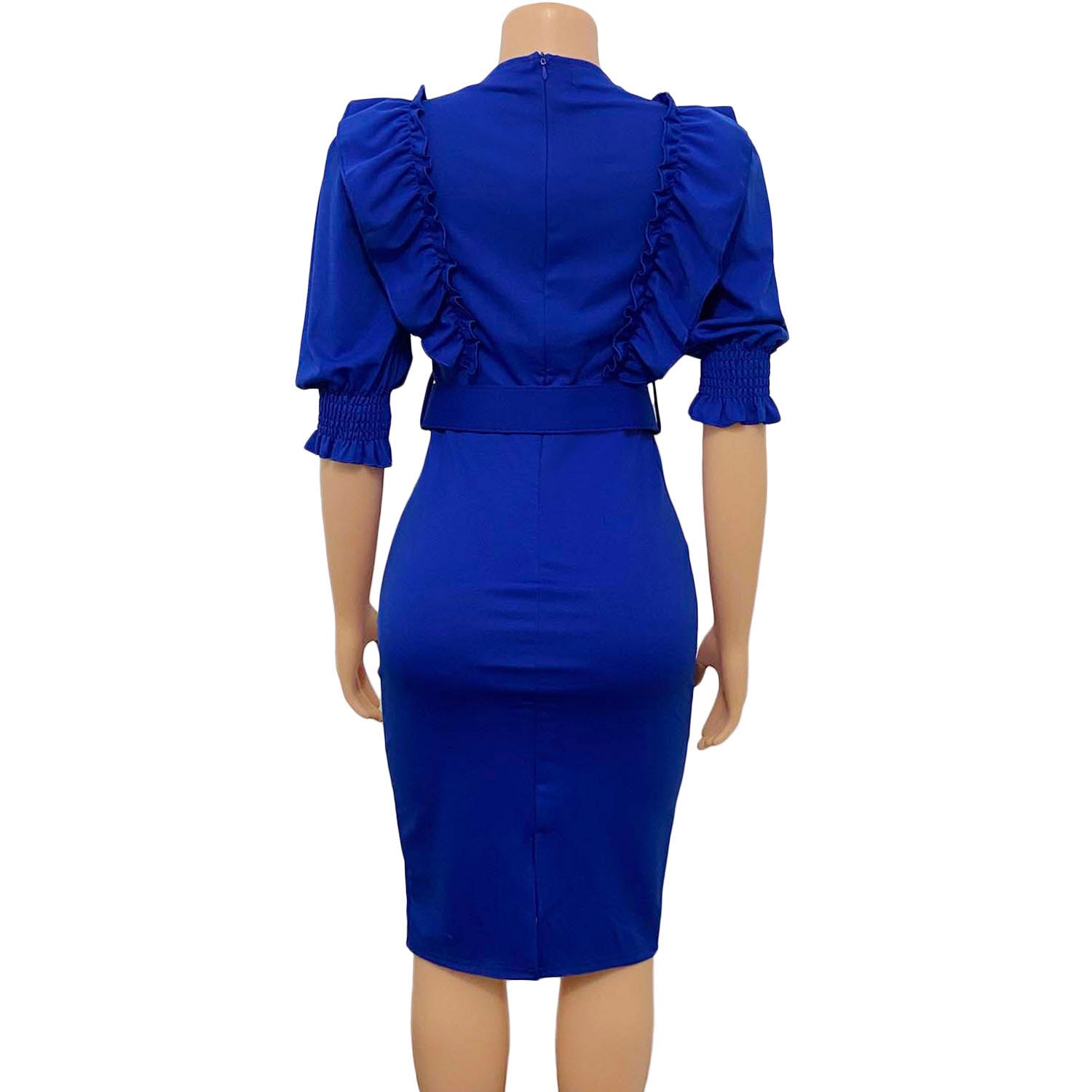 Plus Size African Women Ruffles Short Sleeve Bodycon Dress 10