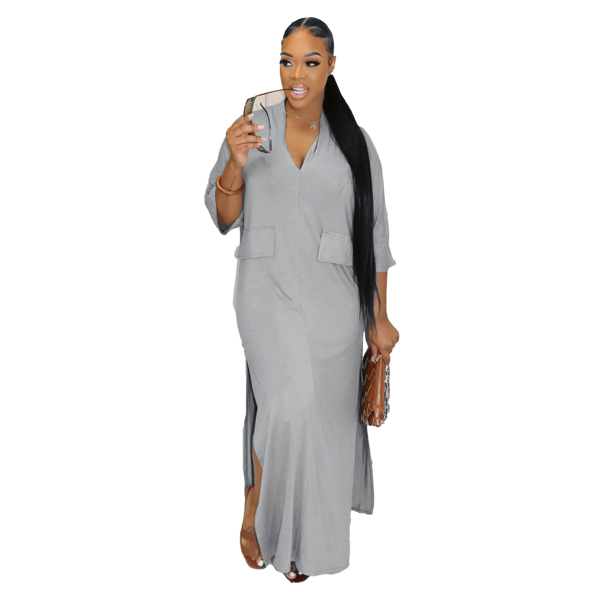 Women Casual V Neck Dress 10