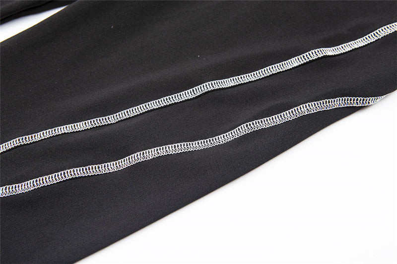 Spring Women's See-Through Mesh Patchwork Printed Slim Long Sleeve Casual two piece pants set 26