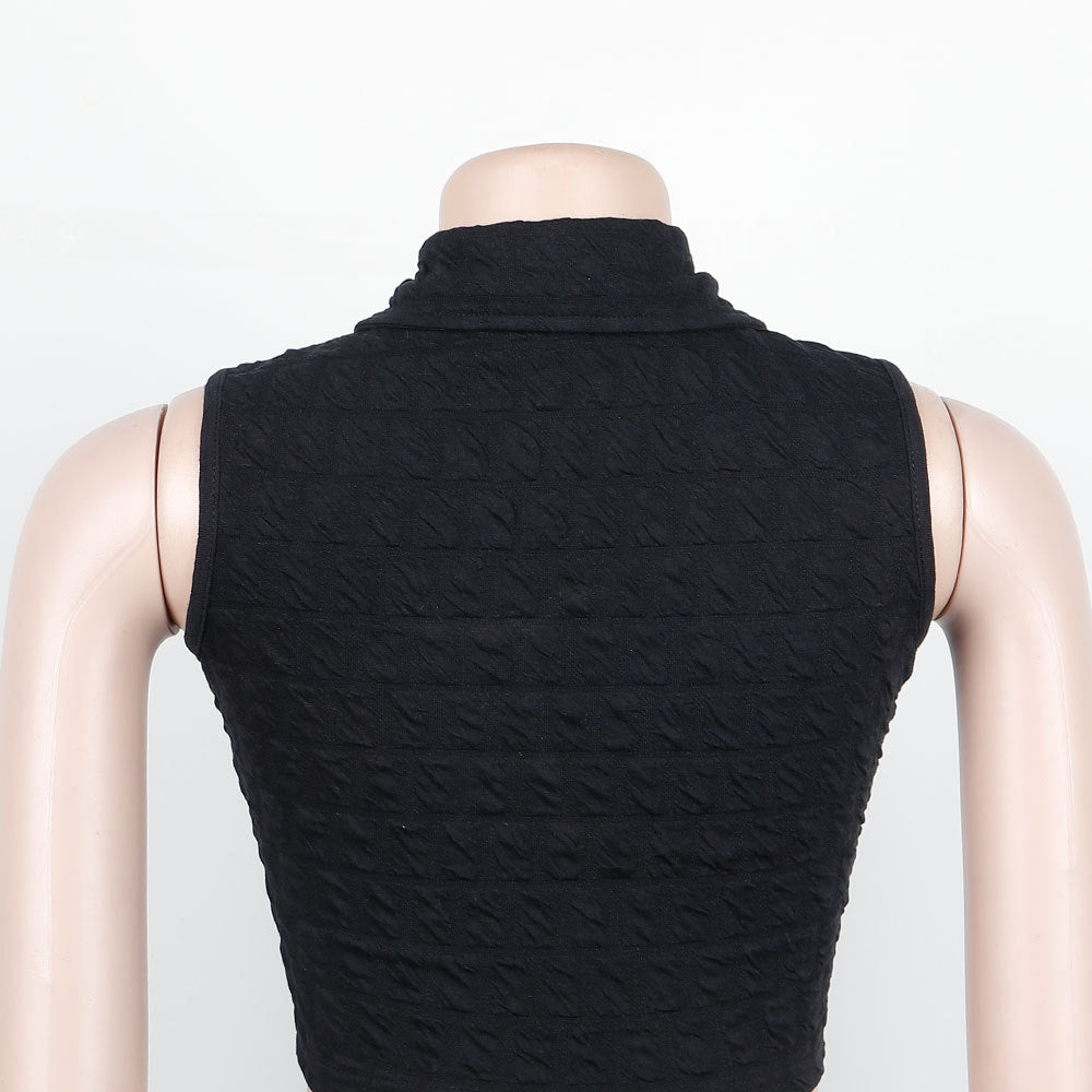 Women Sexy Solid Sleeveless Shirt Slim Nightclub Skirt Two Piece Set 8