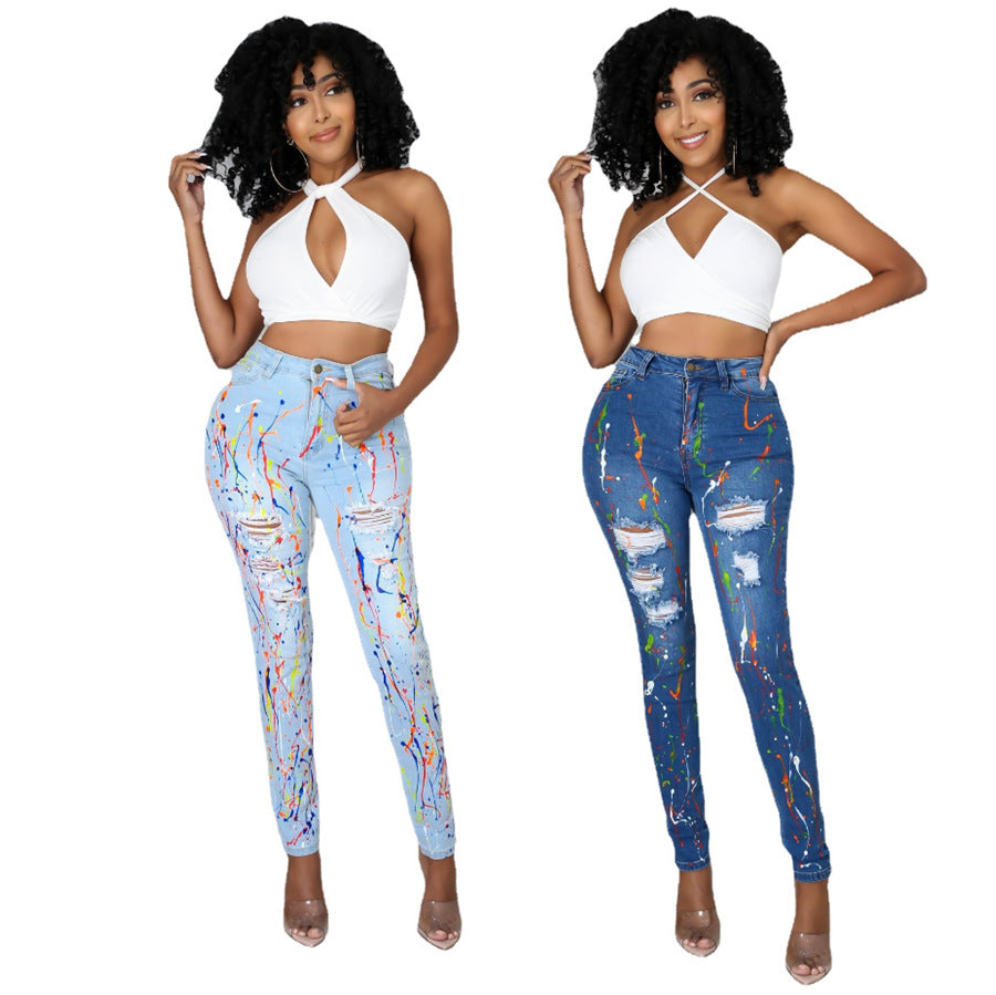 Women Ripped Denim Pants 10