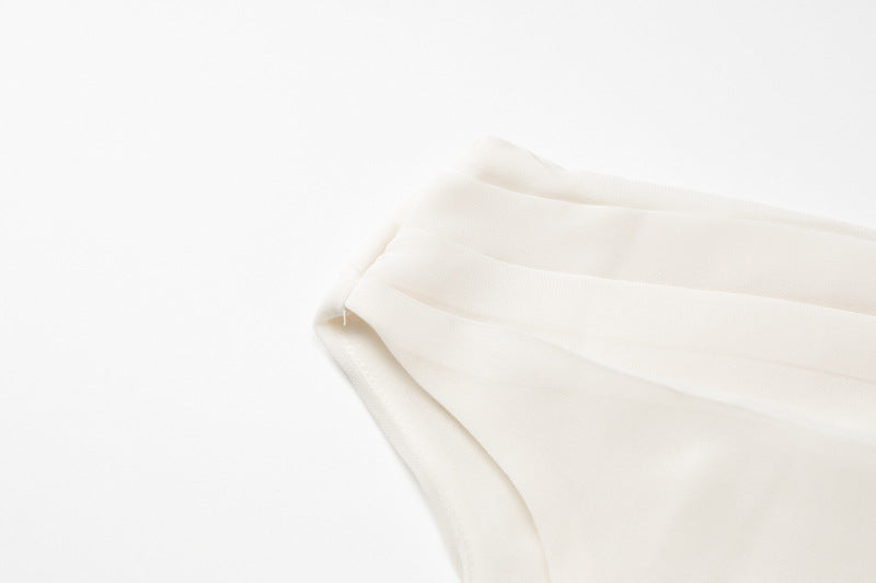 Women Summer Solid Sleeveless Off-shoulder French Irregular Dress 14