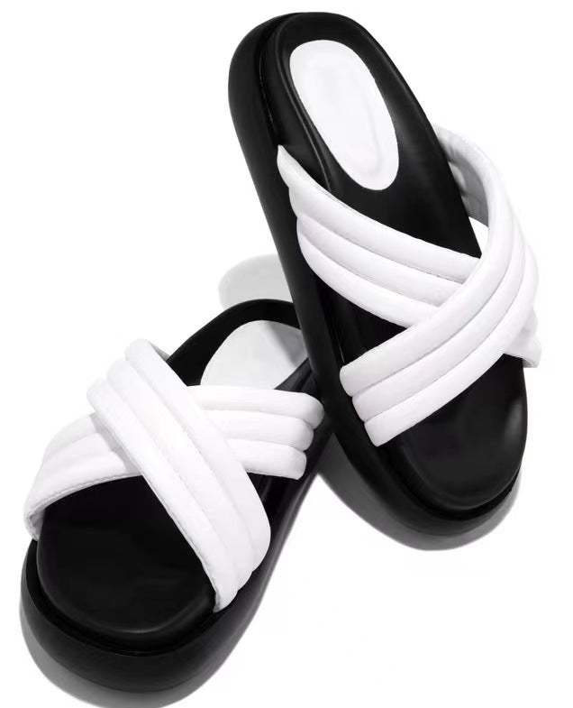 Women cross beach flip flops 11