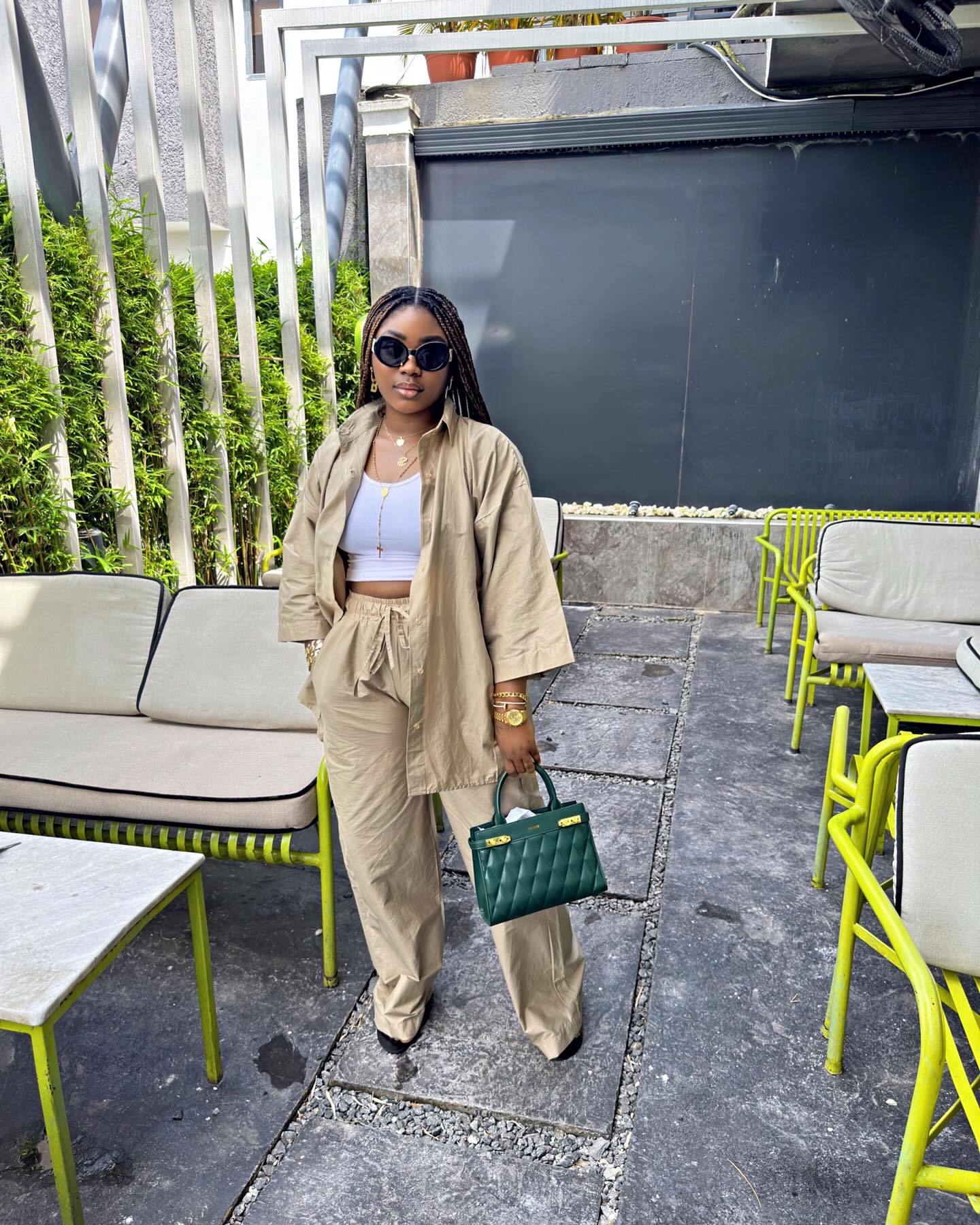 Fashion Women's Solid Color Casual Shirt & Tie Trousers African Two-Piece Summer Set 3