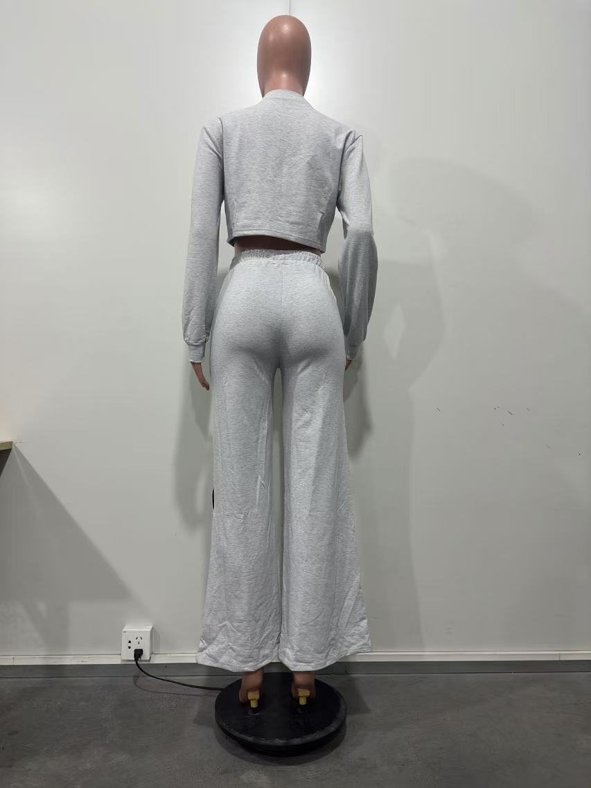 Autumn And Winter Women's Casual Sports Patchwork Loose Straight Wide-Leg Pants 7