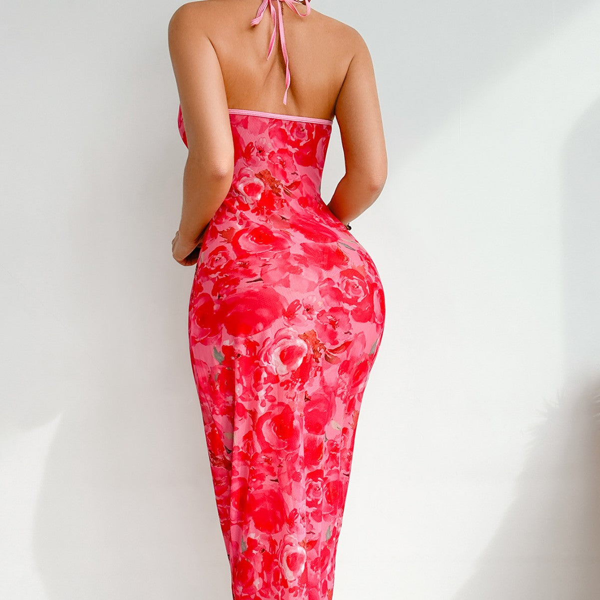 Summer Sexy Sheer Cut Out Trendy Print Low Back Strappy Dress 3