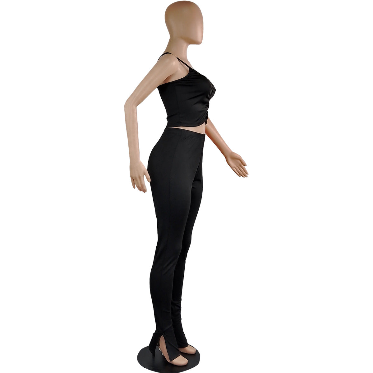 Women Suspenders Sexy Buttocks Lace-Up Crop Top and Pant Two-Piece Set 13