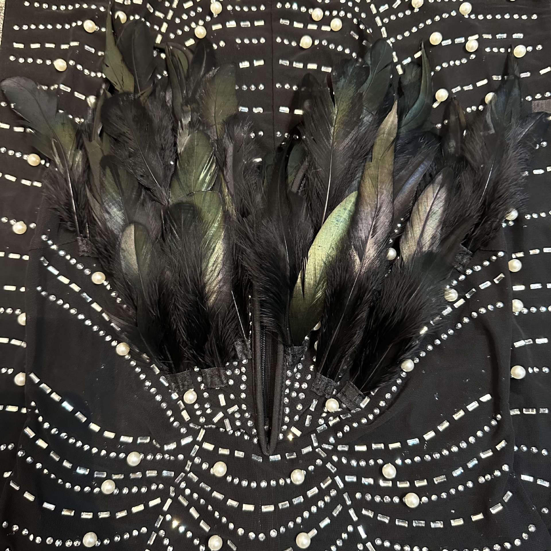 Sexy Feather Beaded Pearl Tight Fitting Bodycon Dress 25