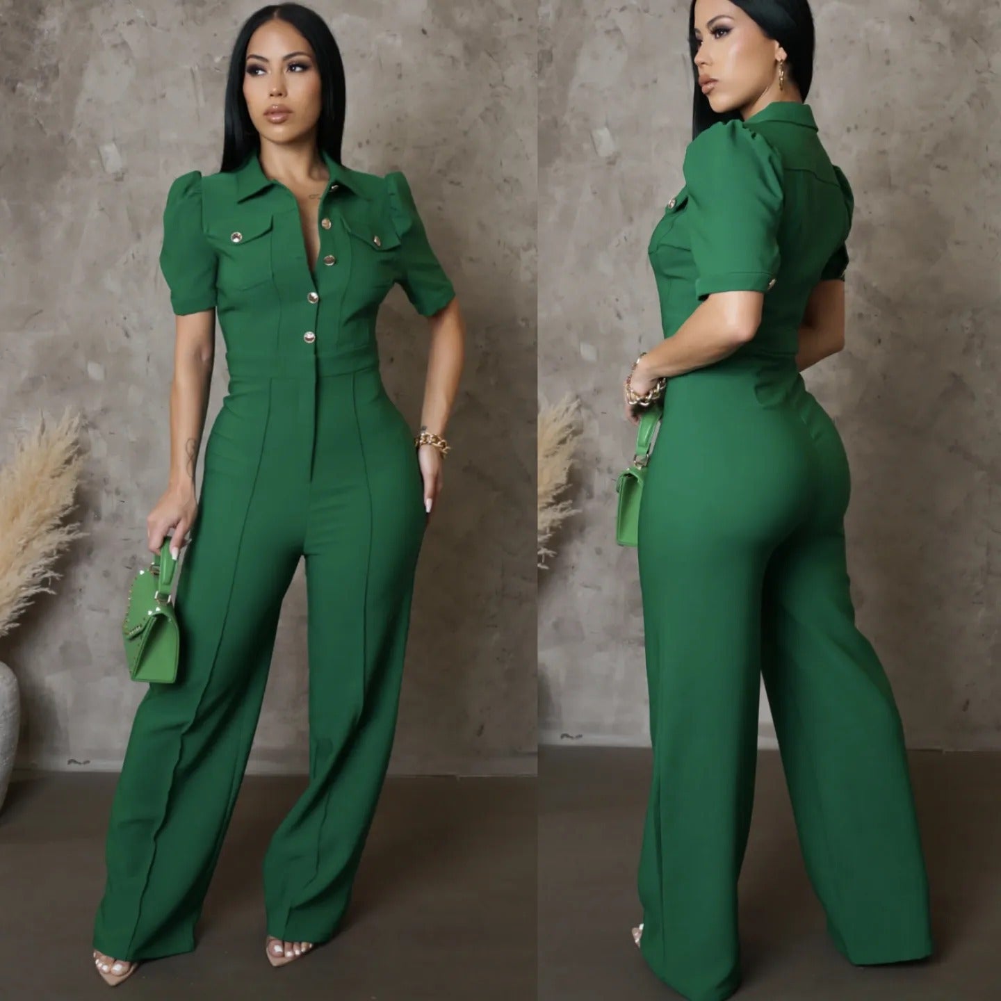Women Style Patchwork short sleeve Jumpsuit 3
