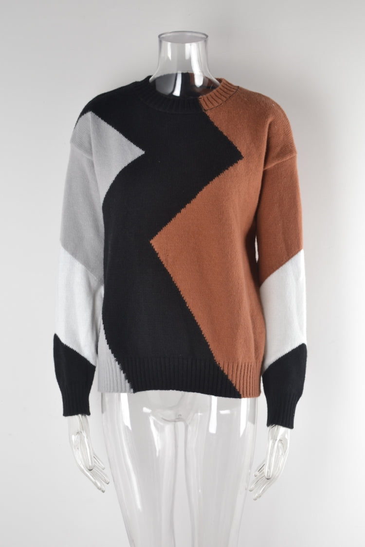 Winter Basic Diamond Pullover Sweater Long Sleeve Round Neck Hipster Plus Size Knitting Shirt 7