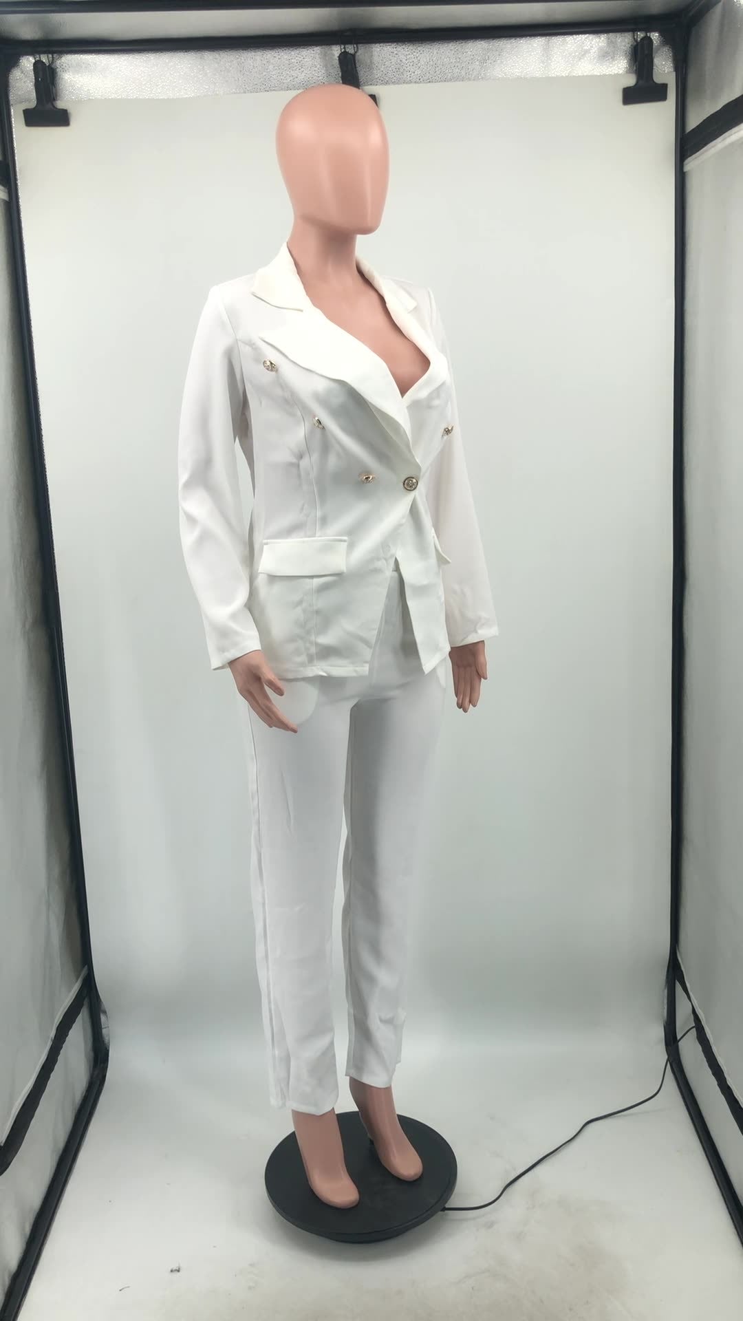 Women Fall/Winter Turndown Collar Blazer + Pants Two-Piece Set 31