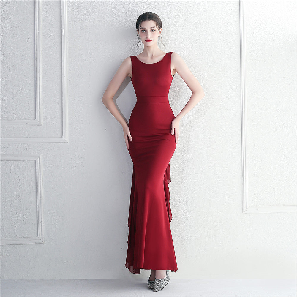 beaded satin plus chiffon wedding dinner etiquette sexy dress 9