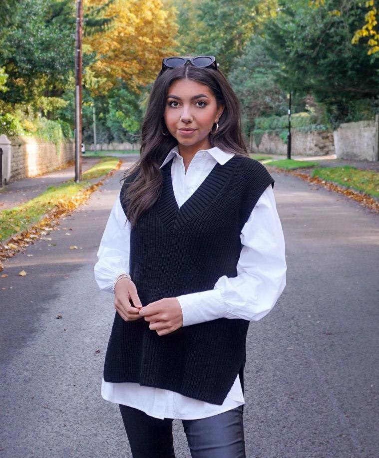 Fall and winter long-sleeved v-neck sexy pullover loose sleeveless sweater 3