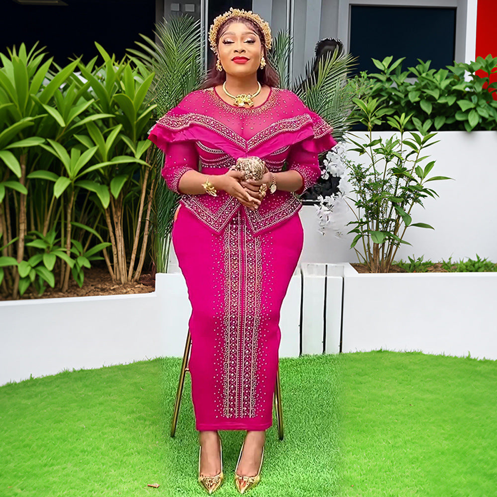 African Women's Clothing Sexy Beaded Dress 5