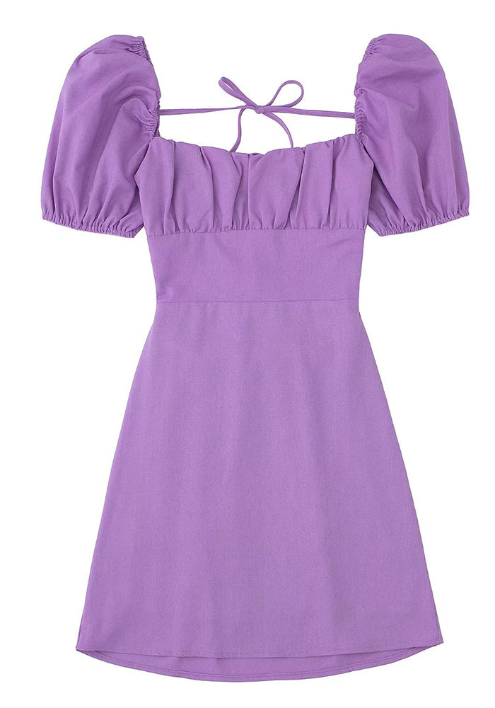 Women Square Neck Short Sleeve Dress